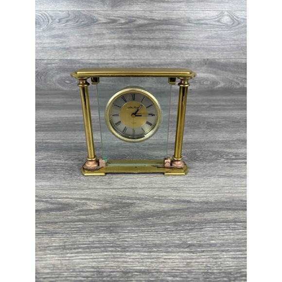 Vintage Seth Thomas Solid Brass Column Clock w/Heavy Glass, German Movement - Picture 1 of 9